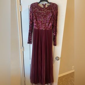 Long sleeves maxi evening gown dress formal